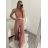 Overal dlouhý letní variabilní zavazování icecool dámské (S/M ONE SIZE) ITALSKÁ MÓDA IMM22377/DR starorůžová