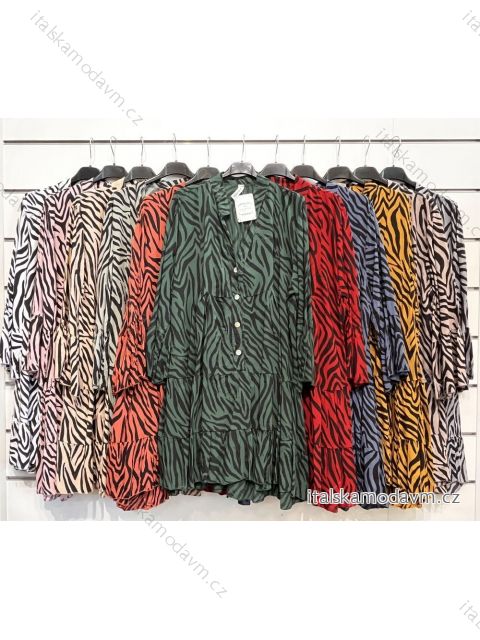 Šaty košilové dlouhý rukáv dámské (S/M ONE SIZE) ITALSKÁ MÓDA IMPSH2297281B