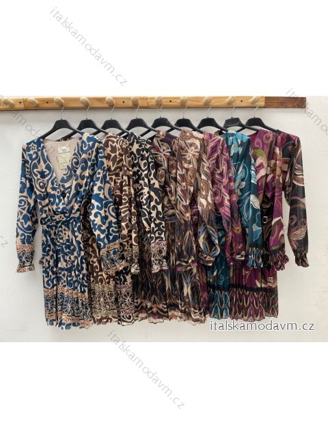 Šaty elegantní dlouhý rukáv dámské (S/M ONE SIZE) ITALSKÁ MÓDA IMPDY22LS18327/LS17327