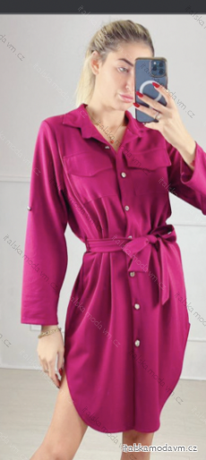 Šaty elegantní košilové dlouhý rukáv dámské (S/M ONE SIZE) ITALSKÁ MÓDA IMPBB22S3698