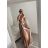 Šaty carmen dlouhé na ramínka elegantní saténové dámské (S/M ONE SIZE) ITALSKÁ MÓDA IMPBB22B22735/DR bílá