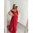 Šaty carmen dlouhé na ramínka elegantní saténové dámské (S/M ONE SIZE) ITALSKÁ MÓDA IMPBB22B22735/DR bílá