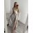 Šaty carmen dlouhé na ramínka elegantní saténové dámské (S/M ONE SIZE) ITALSKÁ MÓDA IMPBB22B22735/DR bílá
