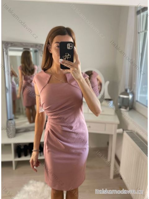 Šaty pouzdrové společenské elegantní bez rukávů dámské (S-XL) ITALSKÁ MÓDA IMM22Q51239 starorůžová S