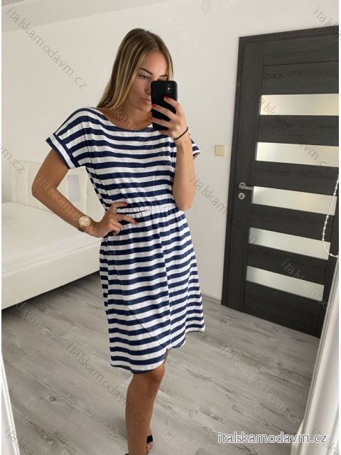 Šaty letné bavlnené krátky rukáv dámske (S/M ONE SIZE) TALIANSKA MÓDA IM722253