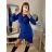 Šaty elegantní košilové dlouhý rukáv dámské (S/M ONE SIZE) ITALSKÁ MÓDA IMWB22273/DR S/M královská modrá