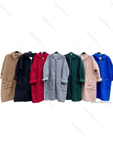 Kabát beránkový dlouhý dámský nadrozměr (XL/2XL ONE SIZE) ITALSKÁ MÓDA IMD22926