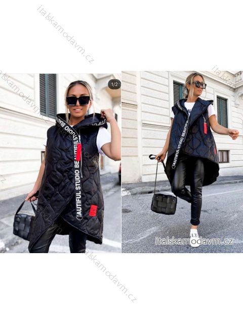 Vesta s kapucí bez rukávu dámská (S/M ONE SIZE) ITALSKÁ MÓDA IMPLI2230874/01