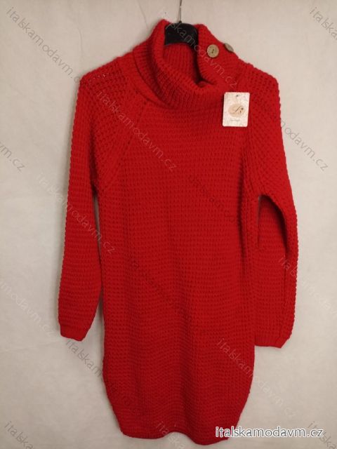 Šaty pletené s rolákem dlouhý rukáv dámské (M/L ONE SIZE) ITALSKÁ MÓDA IM4212736