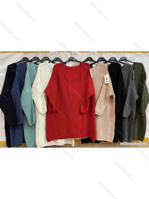 Šaty pletené dlhý rukáv dámske nadrozmer (3XL/4XL ONE SIZE) TALIANSKA MÓDA IM4212769