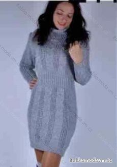 Šaty pletené s rolákem dlouhý rukáv dámské (S/M ONE SIZE) ITALSKÁ MÓDA IMM22MY21185