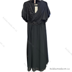 Šaty společenské elegantní šifonové krátký rukáv dámské nadrozměr (XL/2XL ONE SIZE) ITALSKÁ MÓDA IMM22ZO9014