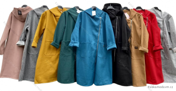 Kabát flaušový na zip dámský (XL/2XL ONE SIZE) ITALSKÁ MÓDA IMD22946