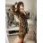 Šaty šifónové dlhý rukáv dámske (S/M ONE SIZE) TALIANSKA MÓDA IMWGS223252/DR čierna S/M