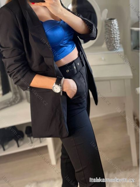 Kalhoty elegantní dlouhé dámské (S-XL) ITALSKÁ MÓDA IMM22MS12085C/DR Černá XL