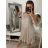 Šaty elegantní na ramínka dámské (S/M ONE SIZE) ITALSKÁ MÓDA IMPBR22H3104-Z1 béžová S/M