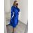 Šaty košilové dlouhý rukáv dámské (S/M ONE SIZE) ITALSKÁ MÓDA IMPBR22H2671-R3/DRkr. modrá