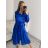 Šaty košilové dlouhý rukáv dámské (S/M ONE SIZE) ITALSKÁ MÓDA IMPBR22H2671-R3/DRkr. modrá