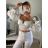 Top dlhý rukáv saténový  dámsky (S/M ONE SIZE) TALIANSKA MÓDA IMM22LS17258/DR biela S/M