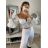 Top dlhý rukáv saténový  dámsky (S/M ONE SIZE) TALIANSKA MÓDA IMM22LS17258/DR biela S/M