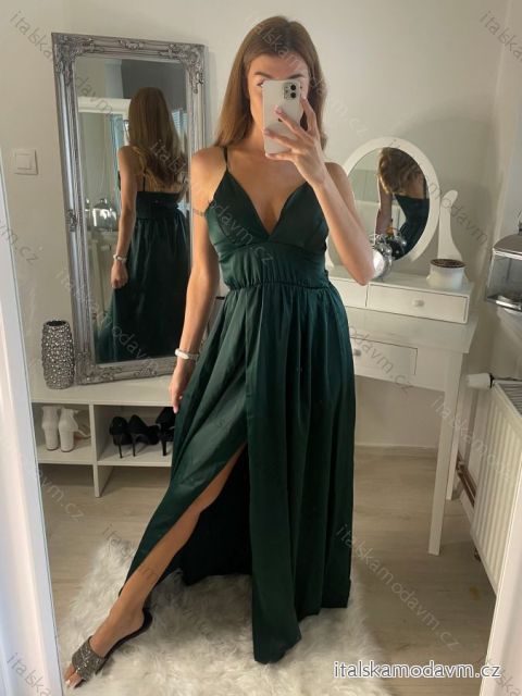 Šaty letné dlhé na ramienka dámske (S/M ONE SIZE) TALIANSKA MÓDA IMPBB22A11017/DR biela S/M