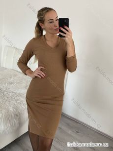 Šaty elegantní dlouhý rukáv dámské (S/M ONE SIZE) ITALSKÁ MÓDA IMWB22320/DR