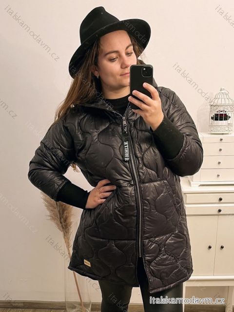 Bunda oversize s kapucí dámská nadrozměr (XL/2XL ONE SIZE) ITALSKÁ MÓDA IM422726