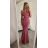 Šaty elegantní společenské carmen dlouhé dámské (XS/S/M/L ONE SIZE) ITALSKÁ MÓDA IM322063 růžová S/M
