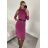 Šaty volnočasové teplé s rolákem a páskem dlouhý rukáv dámské (S/M ONE SIZE) ITALSKÁ MODA IMM22500/DR S/M fuchsiová