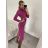 Šaty volnočasové teplé s rolákem a páskem dlouhý rukáv dámské (S/M ONE SIZE) ITALSKÁ MODA IMM22500/DR S/M fuchsiová