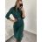 Šaty volnočasové teplé s rolákem a páskem dlouhý rukáv dámské (S/M ONE SIZE) ITALSKÁ MODA IMM22500/DR S/M fuchsiová