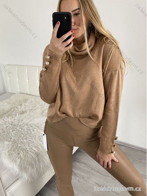 Tunika teplá s rolákem dlouhý rukáv dámský (S/M/L ONE SIZE) ITALSKÁ MÓDA IMM22H1436/DR M/L hnědá