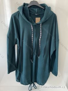 Šaty mikinové s kapucí dlouhý rukáv dámské nadrozměr (XL/2XL/3XL ONE SIZE) ITALSKá MóDA IM422MONETE