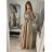 Šaty dlhé plesové elegantné na ramienka dámske (S/M ONE SIZE) TALIANSKA MÓDA IMPBB22O5728/DR hnedá