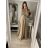 Šaty dlhé plesové elegantné na ramienka dámske (S/M ONE SIZE) TALIANSKA MÓDA IMPBB22O5728/DR hnedá