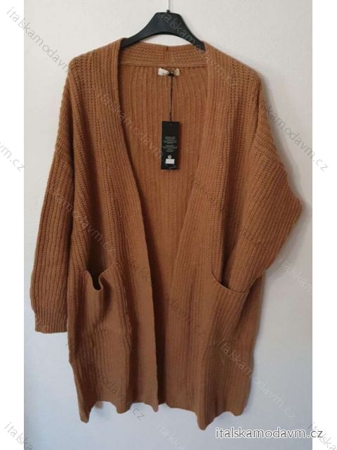 Cardigan pletený dlouhý rukáv dámský nadrozměr (3XL/4XL ONE SIZE) ITALSKÁ MÓDA IM821029