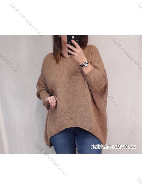 Šaty pletené 3/4 rukáv s kapsami dámský nadrozměr (5XL/6XL ONE SIZE) ITALSKÁ MÓDA IM821032