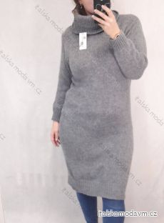 Šaty pletené dlouhý rukáv dámský nadrozměr (L/XL ONE SIZE) ITALSKÁ MÓDA IM821033