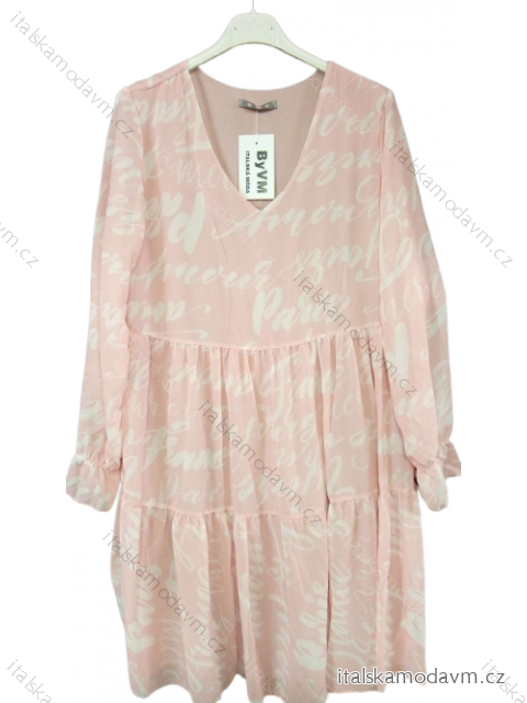 Šaty elegantní dlouhý rukáv dámské (M/L ONE SIZE) ITALSKÁ MÓDA IMWP217963-786/DR růžová M/L