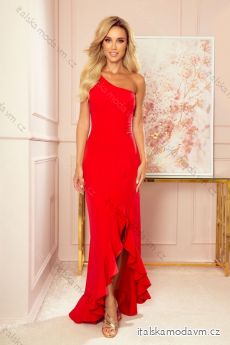 317-1 One shoulder long dress - red