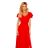 310-2 dlouhé šaty LIDIA s výstřihem a volánky - červené
