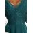 309-5 AMBER elegantní krajkové dlouhé šaty s výstřihem - zelené