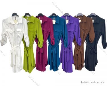 Šaty košilové dlouhý rukáv dámské (S/M ONE SIZE) ITALSKÁ MÓDA IMPLM22230530095