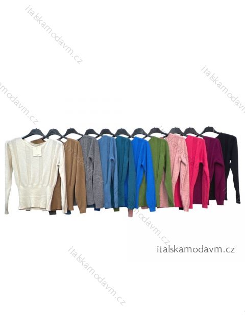 Svetr úpletový dlouhý rukáv dámský (S/M ONE SIZE) ITALSKÁ MÓDA IMPLM22728100080