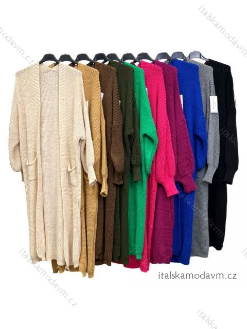 Cardigan pletený dlouhý rukáv dámský (S/M ONE SIZE) ITALSKÁ MÓDA IMPLM22226800090