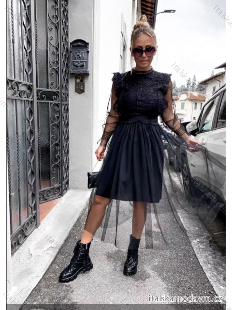Šaty elegantný dlhý rukáv dámske (S/M ONE SIZE) TALIANSKA MÓDA IMPLI2220698