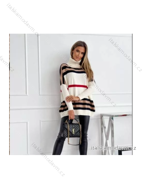 Sveter úpletový oversize s rolákom dlhý rukáv dámsky (S/M ONE SIZE) TALIANSKA MÓDA IMPLI28620