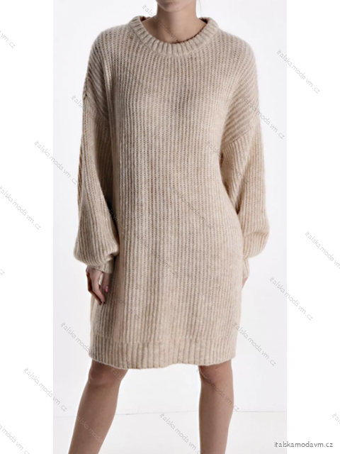 Šaty pletené dlhý rukáv dámske (S/M ONE SIZE) TALIANSKA MÓDA IMPLM22170500