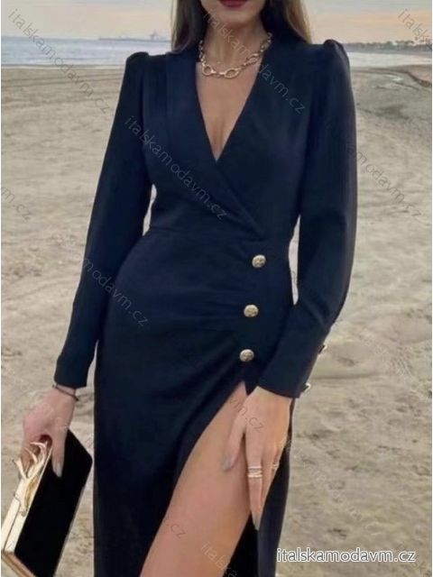 Šaty elegantný dlhý rukáv dámske (S/M ONE SIZE) TALIANSKA MÓDA IMWD223712