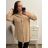 Košile oversize prodloužená dlouhý rukáv dámská (L/XL ONE SIZE) ITALSKÁ MÓDA IMWC222871/DR L/XL Béžová světlá